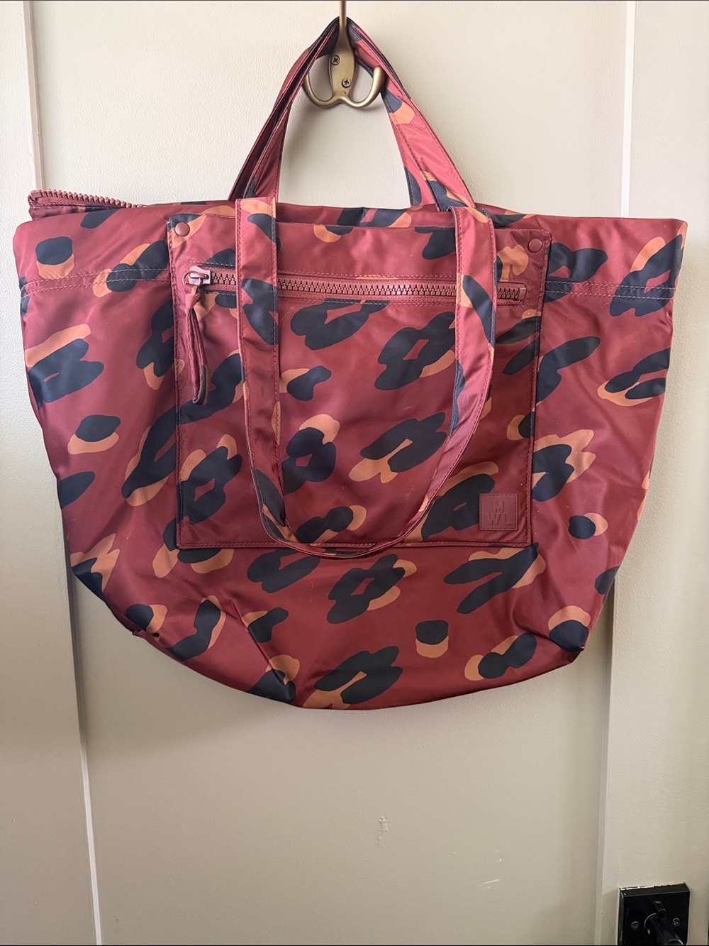 Madewell Rust Red Leopard Print Tote